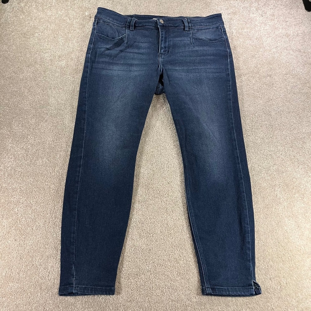 KanCan Skinny Jeans Womens 16 Dark Wash Side Slit Ankle Stretch Denim